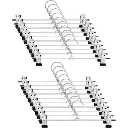 Pant Hangers Skirt Hangers with Clips 20 Pack Metal Trouser Clip Hangers for Space Saving, Ultra Thin Rust Resistant Hangers for