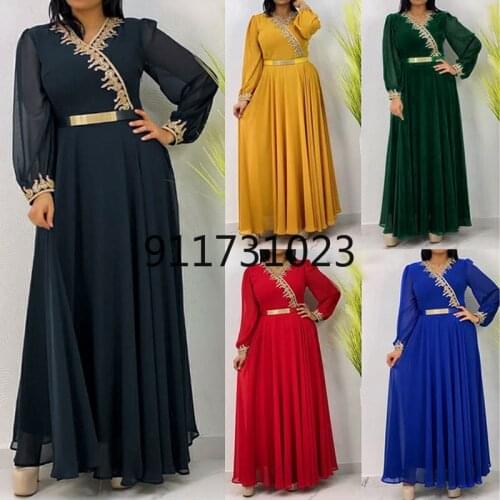 Elegant Dresses For Women 2021 New Muslim Fashion Abayas Embroidery Dashiki Chiffon Robe Kaftan Dress Moroccan Turkish Kimono