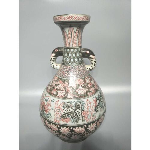 Antique SongDynasty porcelain vase,Jizhou Kiln bottl,children partying,Home Decoration,handmade crafts/Collection