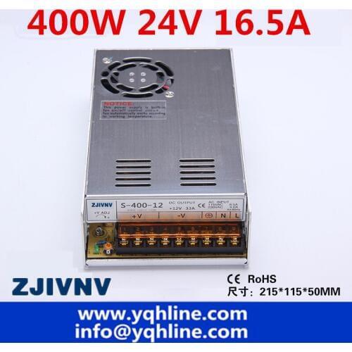 2 year warranty 400W SMPS switching power supply single output 24V 16.5A ac-dc LED/ industry power suply DC adjustable S-400-24