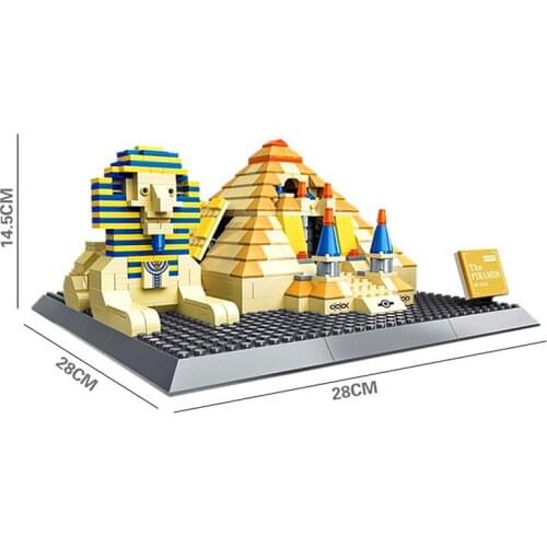 WANGE 4210 Architecture Egypt Pharaoh Pyramid Building Blocks Sets Bricks Classic City Skyline Model Kids Toys for boy