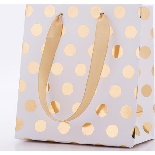 Small Gift Bags with Ribbon Handles Gold Mini Gift Bag,for Birthday Weddings Christmas Holidays Graduation Baby Showers