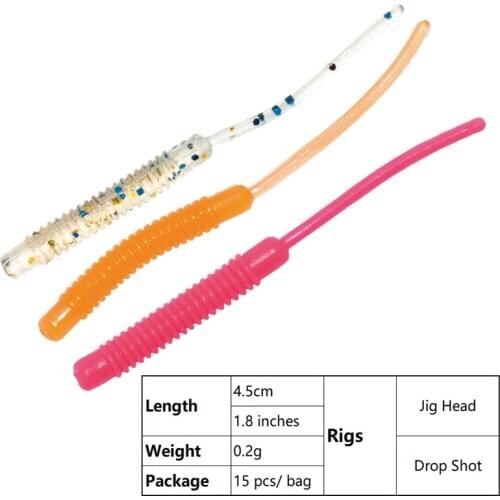 Ajing Soft Fishing Lure 15pcs 4.5cm 0.2g Shad Artificial Bait River Trout Perch Fishing Silicone Baits