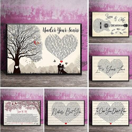 Affiches de paroles, affiches de paroles de chansons, impression de paroles de chansons, art mural de paroles, affiches de peint