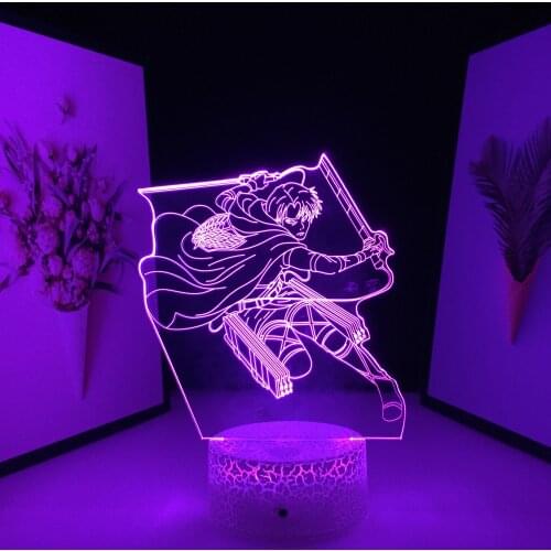 Levi Ackerman Table 3D Lamp LED Night Light Anime Attack on Titan Lamp for Bedroom Decoration Kids Gift Levi Attack on Titan