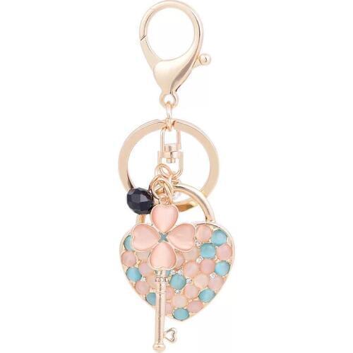New crystal loving couple key chains love car key ring female resin heart key bag pendant accessories keychain