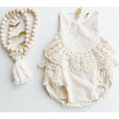 New Newborn Girl Ruffle Lace Backless Jumpsuit Baby Romper Summer Clothes