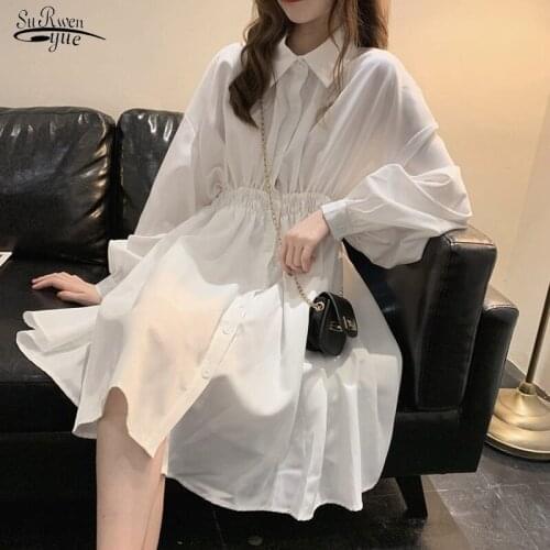 Long Sleeve Preppy Style Solid Sweet Undefined Dresses Woman Dress Simple Elegant Pleated Japanese Students Womens Robe 13350