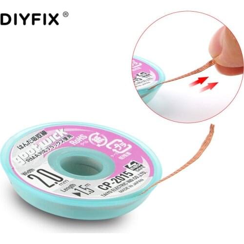 DIYFIX 1.5M 2.0mm Desoldering Braid Welding Solder Remover Wick Wire BGA Repair Welding Soldering Tools