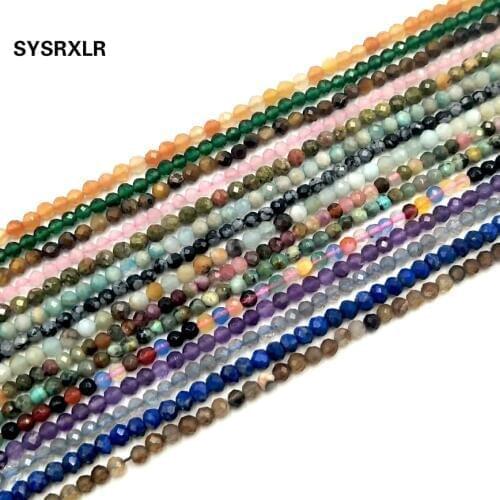 Wholesale Faceted 3 MM Natural Stone Amazonite Pink Quartz Amethysts Agates Lapis lazuli Beads For Jewelry Making DIY Bracelet