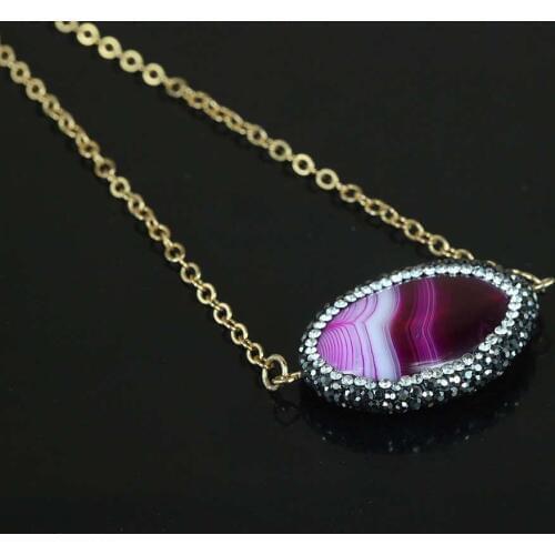 Necklace Women Jewelry 2015 Druzy Quartz Crystal Pendant 24K Gold Chain Natural Stone Necklace