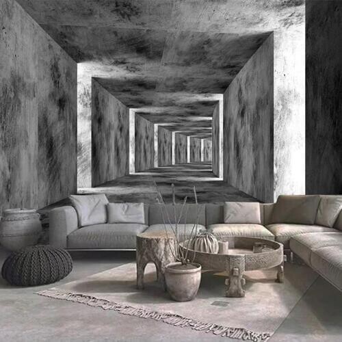 Custom Photo Mural Cement Wall 3D Stereoscopic Corridor Extended Space Background Wallpaper For Living Room Sofa Wall Decoration