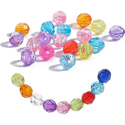 6 8 10 12mm Multicolors Crystal Acrylic Beads Faceted Loose Spacer Beads Glass Beads For Jewelry Making DIY Needlework Wholesale