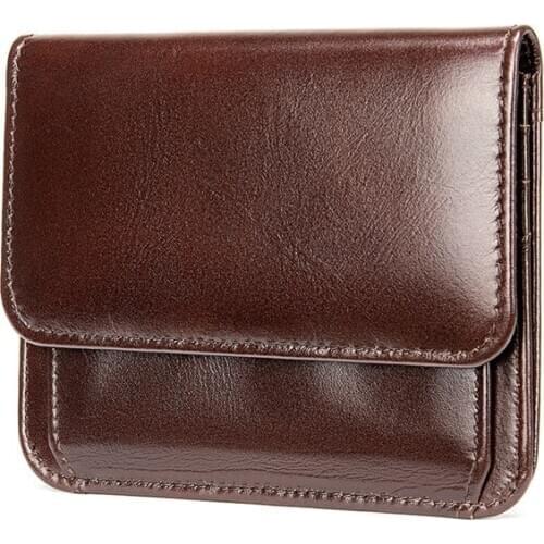 RFID Men Wallets Slim Leather Bifold Hasp Vintage Short Male Purse Coin Pouch Multi-functional Cards Wallet Designer Chain Bag