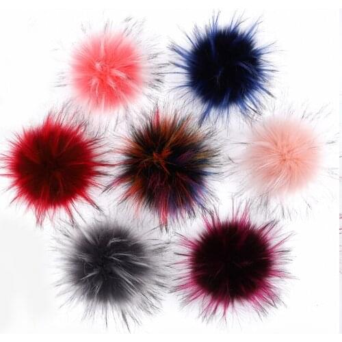 10CM DIY Luxury Fur PomPom Artificial Fox Hairball Hat Ball Pom Pom Handmade Large Hair Ball Hat With Rubber Band Sew Accessory