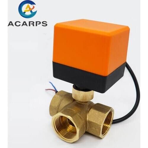 1-1/4" 3 Way Motorized Ball Valve Electric Ball valve DN32 Brass Ball Valve Three Line Two Way Control