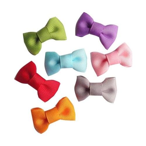 Cute mini tie bow clip, toddle bow clip, Solid Ribbon bow Snap Clip 100pcs