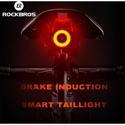 ROCKBROS Brake Sensing Bike Light Rear Bicycle Saddle Light LED USB IPX6 MTB Cycling Lamp Back Luz Bicicleta Bike Accessories
