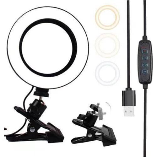 12 W Dimmable LED Ring Light With Cell Phone Clip Holder For Live Broadcast Make-up Selfies Fill-in Light USB Charging Cable
