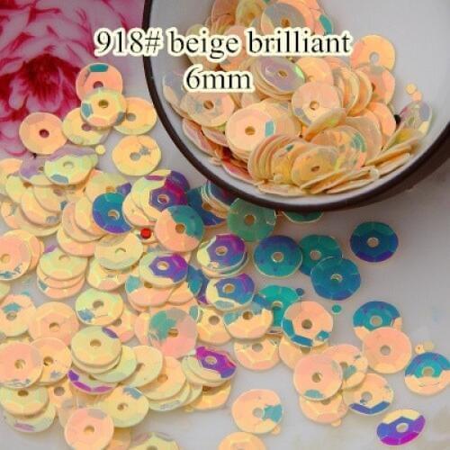 Loose Sequins 40g 6mm Cup Round Sequin Paillettes Sewing Decoration Artesanatos Acessorios Costura 918# Beige Brilliant