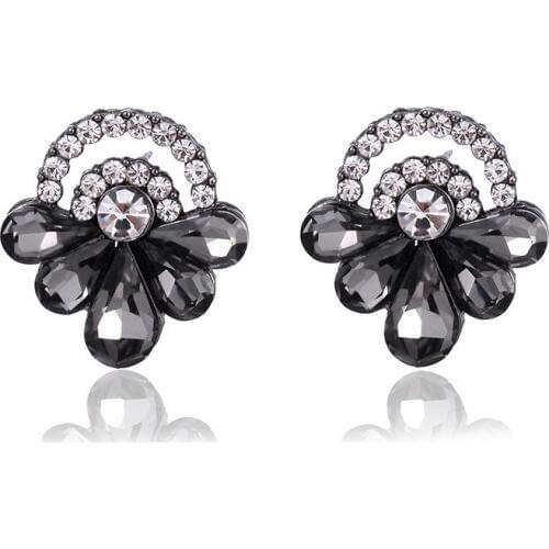 TODOX Women stud Earrings New Personality Jewelry Retro Geometric opal Rhinestone color Acrylic Crystal Female lady Earrings