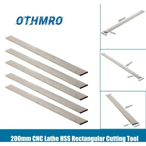 Utoolmart 1/2/5/10pcs Cutting Tools For Milling Turning 2*10*200/2*12*200/2*14*200mm CNC Lathe HSS Square Cutting Tool Bits Bar