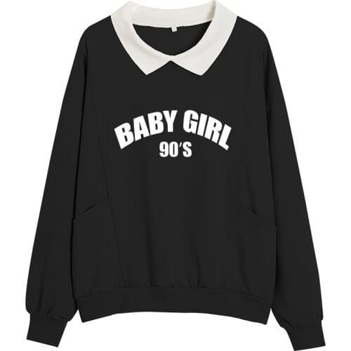 BABY GIRL 90s Aesthetic Hoodie Letter Print Sweatshirt Women Cotton Oversized Harajuku Sweatshirts Pullover Vintage Pastel Tops