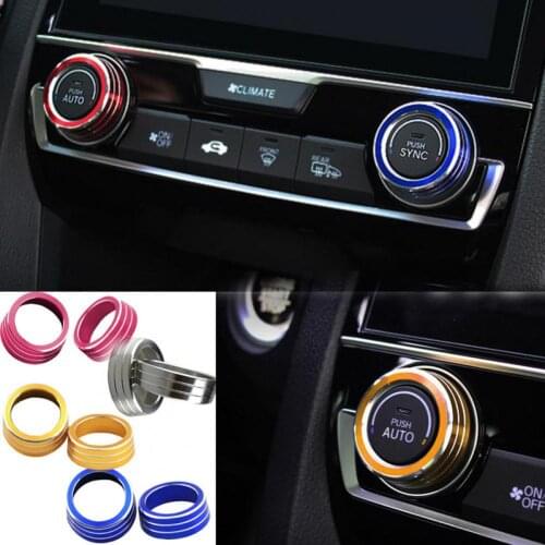 2Pcs Universal Car Styling Interior Air Conditioner Knob Button Decorative Rings Car Decor for Honda Civic 2016-2017