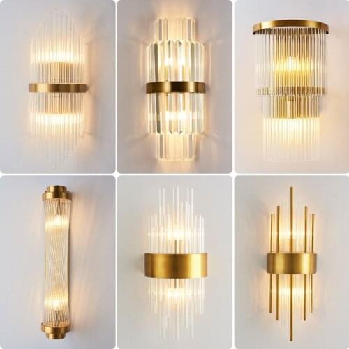 Vintage crystal luminaria glass wall sconces living room decoration bedroom light led bedside bedroom espelho cabecero de cama