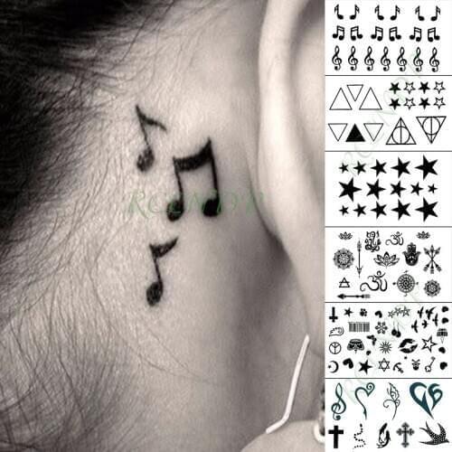 Waterproof Temporary Tattoo Sticker Musical Sign Star Geometry Pattern Small Tatoo Fake Tatto Flash Tattoos for Kid Men Women