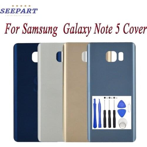 For SAMSUNG Galaxy Note 5 Back Battery Cover Rear Door Housing Glass Case Note5 N920F For 5.7" SAMSUNG Note 5 Battery Cover