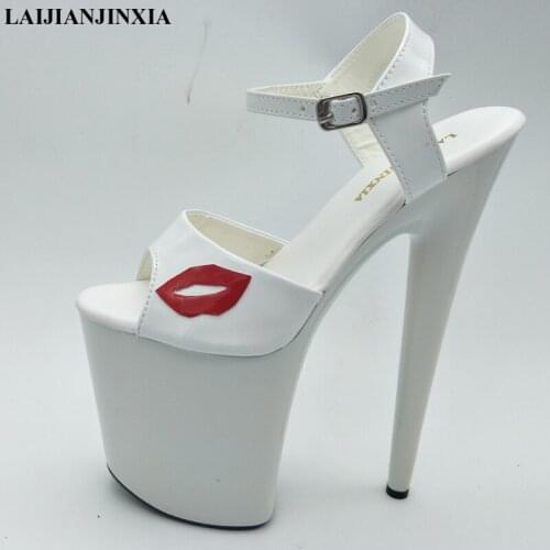 LAIJIANJINXIA Summer Crossdresser sexy high-heeled ladies 20cm Thin Heels crystal platform Buckle sandals SM shoes woman pumps