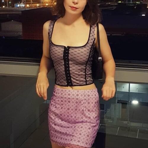 Sexy Mesh Polka Dot print breasted Slash Neck crop top 2021 Summer Women Sleeveless Camisole Top Female Streetwear Tshirt