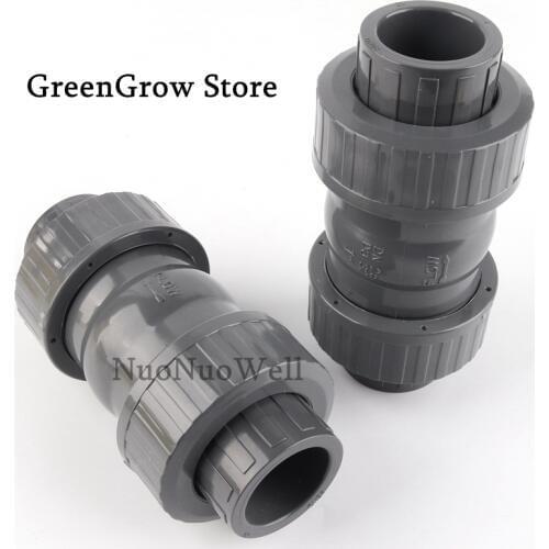 1PC 20~63mm Hi-quality PVC Check Valve Garden Water Connectors Aquarium Fish Tank Pipe Connector UPVC One-way Valve Union Joint