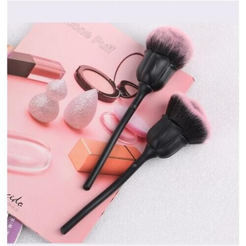 KH 1 Pc Single Black Large Area Rose Flower Petal Makeup Brush For Loose Powder BB Cream Fashion Makeup