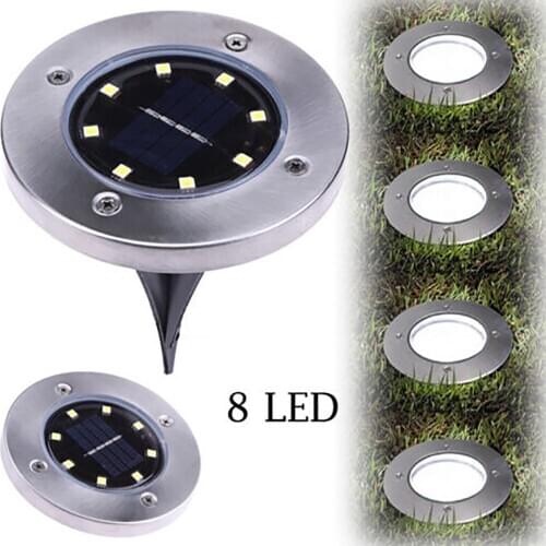1pc Solar Light Outdoors Waterproof 8 LED Solar Street Light Garden Decor Buried Stair Lamp Underground Decking Lampy Solarne