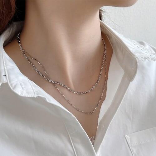 Heavy Industry 100% Authentic 925 Sterling silver Double Rows Chain necklace TLX2252