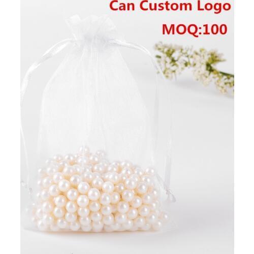 17x23cm 100pcs/lot White Drawable Organza Jewelry Bags Embalagens Para Doces Casamento Promotional Bags Organza Sachet