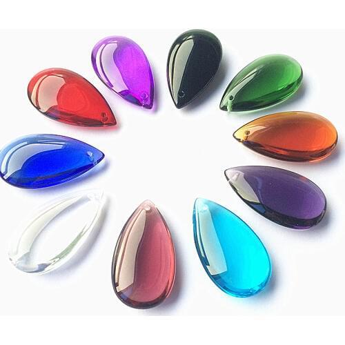 200pcs)38mm Wholesale Price, multi-color Crystal Glass Oval Droplet Prism For Wedding Decoration,Party & Holiday DIY Decoration