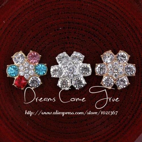 200pcs/lot 26MM 3Colors Flatback Buttons For Accessories Artificial Starburst Decorative Rhinestone Button For Embellishment