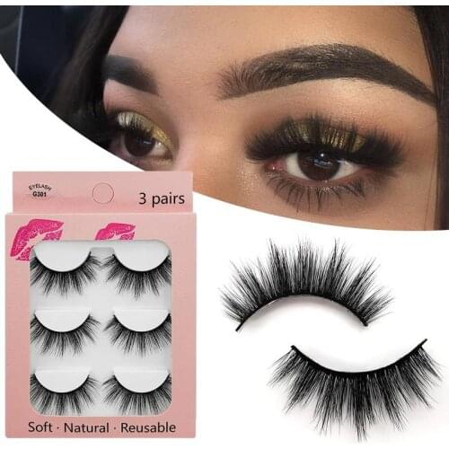 3 Pairs/box False Eyelashes Imitation Mink Natural Curling Thick Eyelashes Exaggerated Party Stage Holiday Makeup Beauty Tools