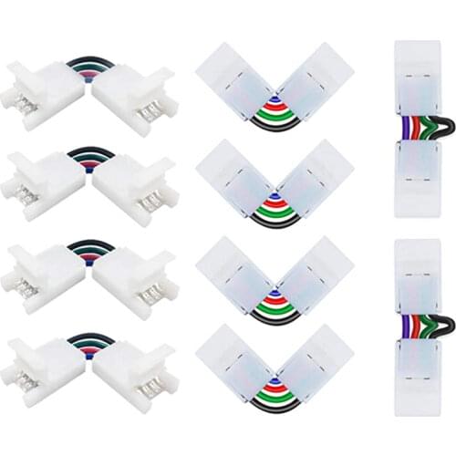 5/10/20/30PC 4 Pin 10mm LED Strip Connectors L-Shape Angle Adjustable Bendable Corner Connector 5050 2835 RGB Light Strips