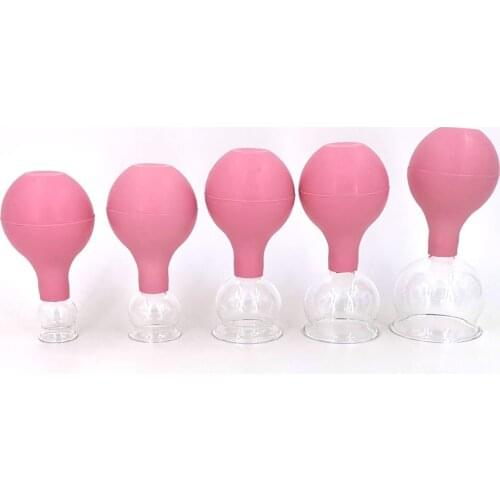 5 Size Vacuum Cupping Cups Anti-Cellulite Massager Rubber Head Glass Suction Body Cups Family Medical Chinese Therapy HealthCare