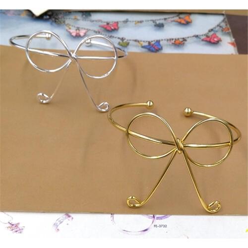5Pcs Original Design Simple Bangle Bracelet Line Twist Bowknot Shape Silver Gold Adjuatable Bangle