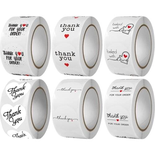500pcs/Roll 2.5cm 1 Inch Thank You Stickers Seal Labels Gift Packaging Stickers Wedding Birthday Party Offer Stationery Sticker