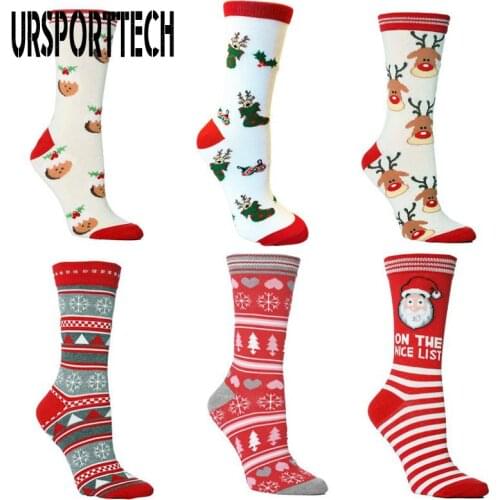6pcs/Lot Merry Christmas Socks Men Women New Year Middle Tube Socks Thick Warm Couple Socks Cute Cartoon Funny Decoration Socks