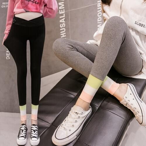 608# Maternity pants Spring Autumn Adjustable low waist stripe Elastic Waist Belly Support Pants Maternity Leggings