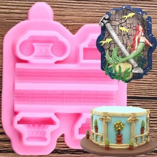 DIY Ancient Columns Cake Border Silicone Molds Fondant Mold Cake Decorating Tools Candy Clay Chocolate Gumpaste Moulds
