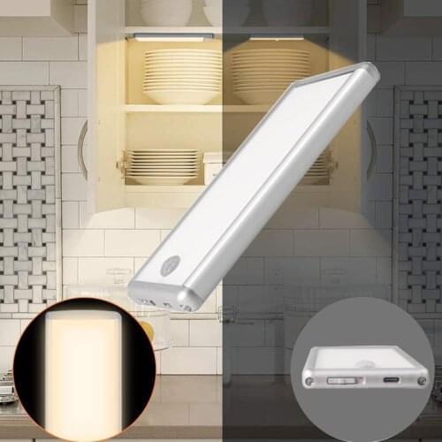 Led Under Cabinet Lighting Motion Sensor Wireless Rechargeable Cabinet Lights Ultra Thin Led Closet Light for Kitchen Closet