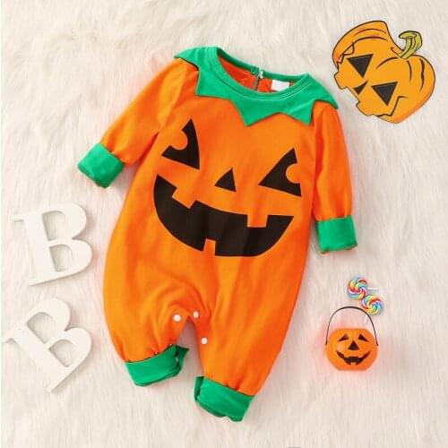 Bobora Baby Halloween Romper Pumpkin Costume Hoodie Long Sleeve Bodysuit Jumpsuit Pajamas